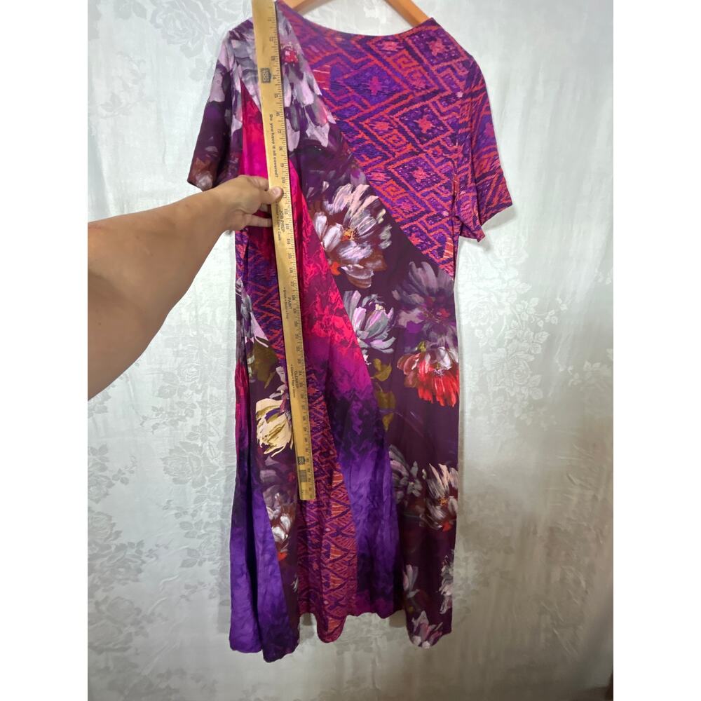 Soft Surroundings Maxi Dress Large PETITE Patchwork Floral Geometric Raspberry - Picture 9 of 9